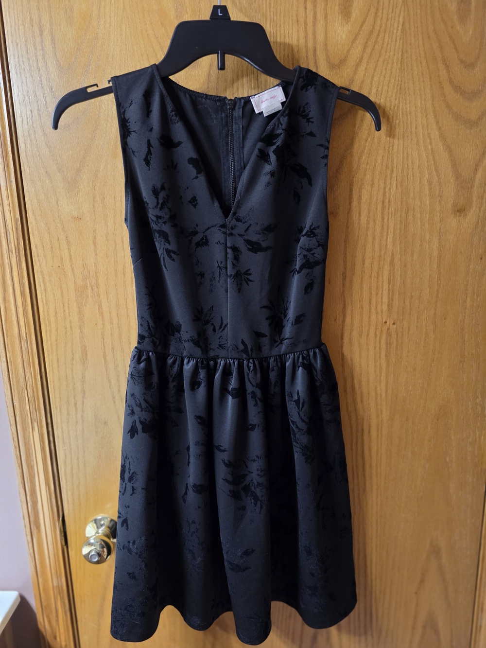 love...ady Black Dress with Pink Script Label